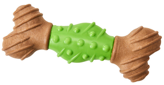 Bam-Bone Dental Bone Dog Toy Green/Brown 6in