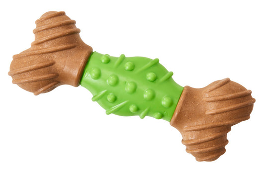 Bam-Bone Dental Bone Dog Toy Green/Brown 7in