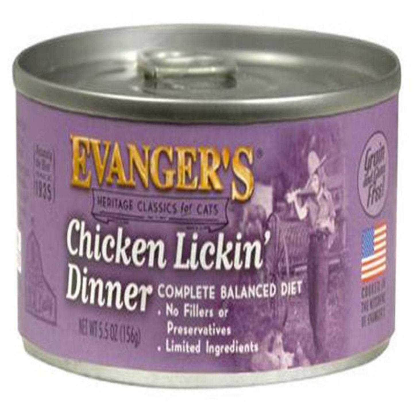 Evanger's Heritage Classic Chicken Lickin' Dinner Canned Cat Wet Food 5.5 oz 24 Pack