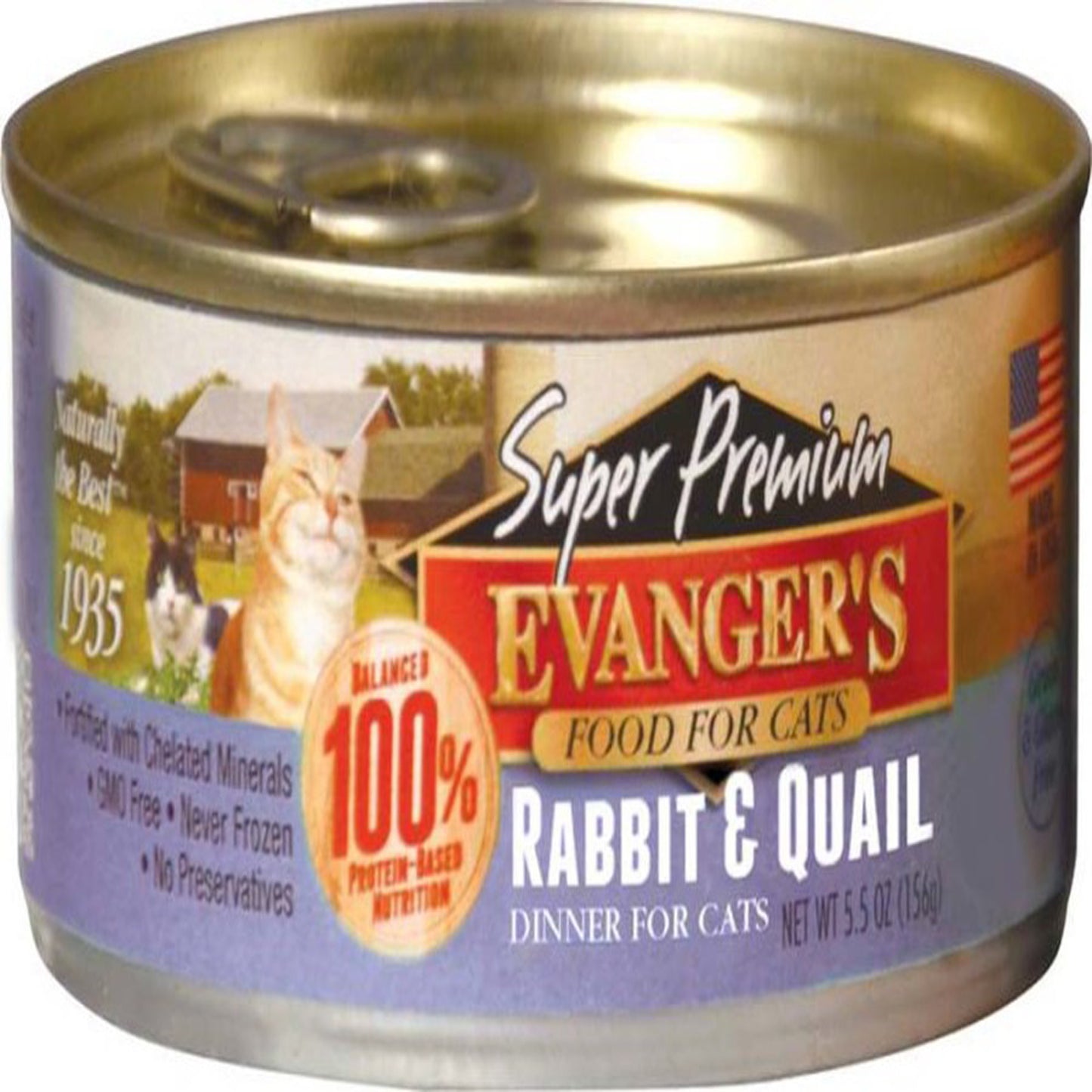 Evanger's Super Premium Rabbit & Quail Dinner Canned Cat Wet Food 5.5 oz 24 Pack