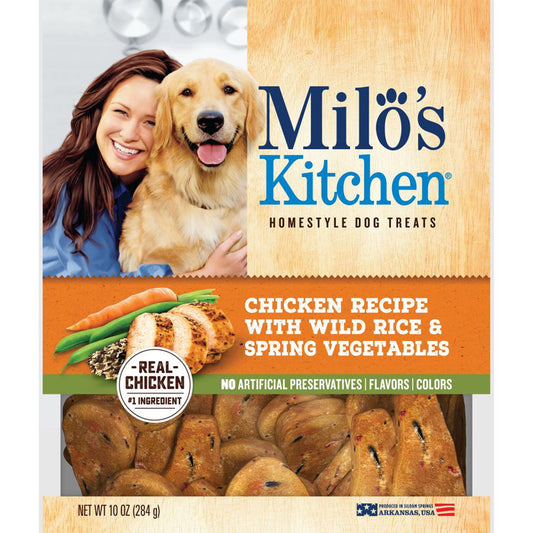 Milos Kitchen Homestyle Chicken With Wild Rice and Spring Vegetables Dog Treats 10 Oz