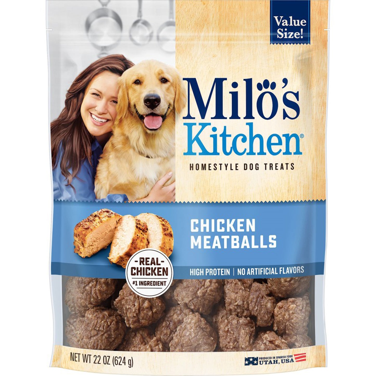 Milos Kitchen Chicken Meatballs Dog Treats 22 Oz