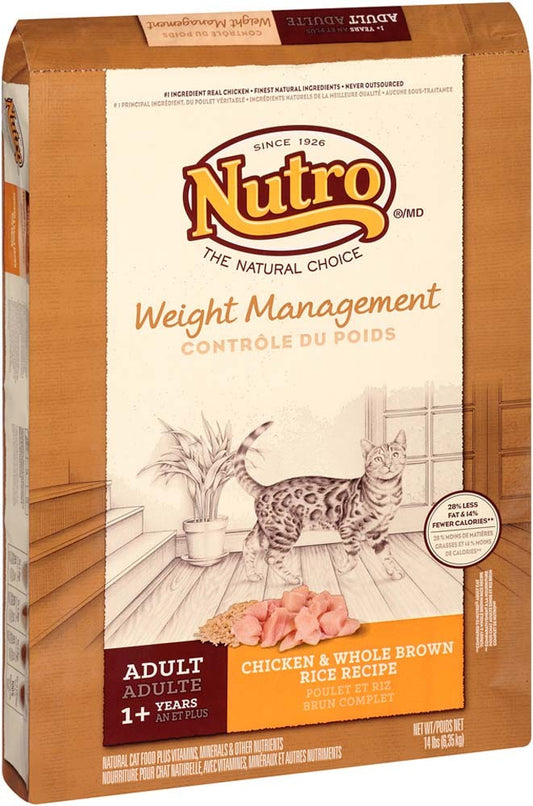 Nutro Weight Management Chicken and Whole Brown Rice Recipe Cat Food 14Lbs