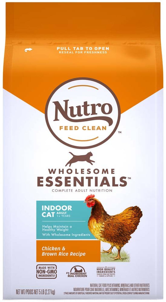 Nutro Products Wholesome Essentials Indoor Chicken and Brown Rice Dry Cat Food 5 Lb