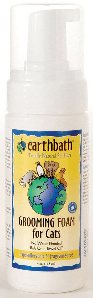 Earthbath Waterless Grooming Foam for Cats & Kittens, Fragrance Free 4oz