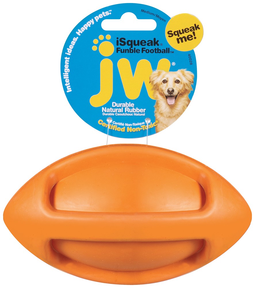 JW Pet iSqueak Funble Dog Toy Football Assorted Medium