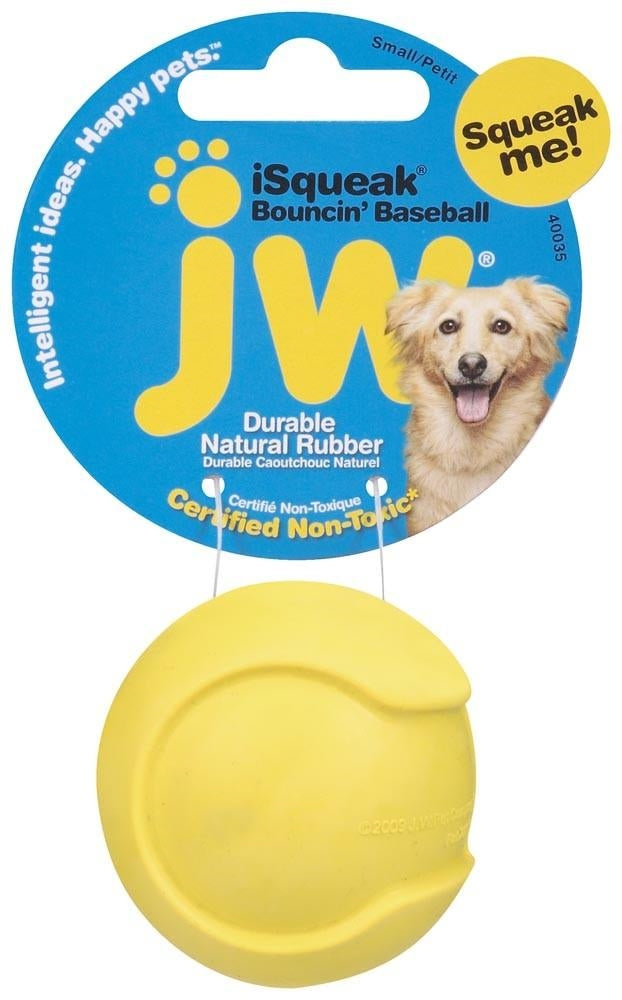 JW Pet iSqueak Bouncin' Dog Toy Baseball Assorted Small