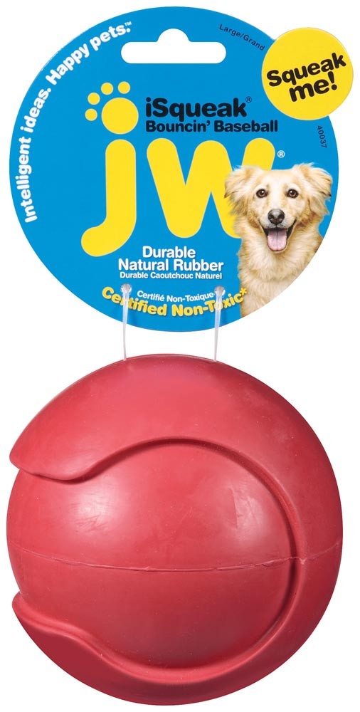 JW Pet iSqueak Bouncin' Dog Toy Baseball Assorted Large