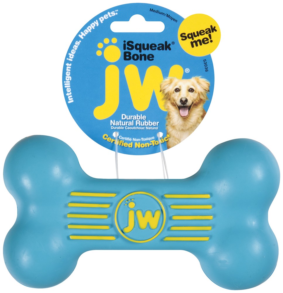 JW Pet iSqueak Bone Dog Toy Assorted Medium