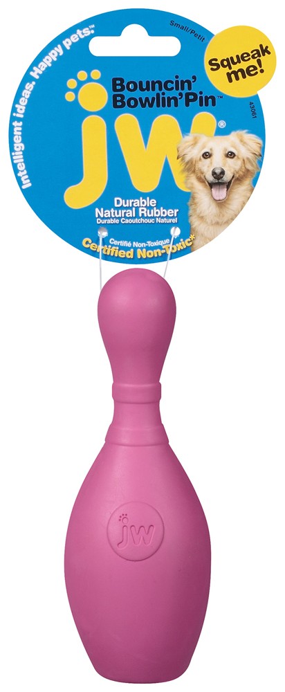 JW Pet Bouncin' Bowlin Pin Dog Toy Bowling Pin Assorted Small