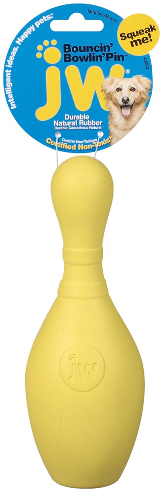 JW Pet Bouncin' Bowlin Pin Dog Toy Bowling Pin Assorted Medium