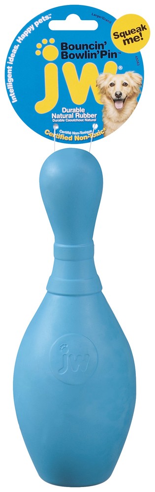 JW Pet Bouncin' Bowlin Pin Dog Toy Bowling Pin Assorted Large