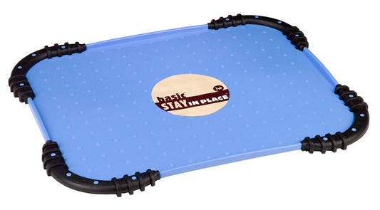 JW Pet Skid Stop Stay in Place Dog Food Mat Blue, Black One Size