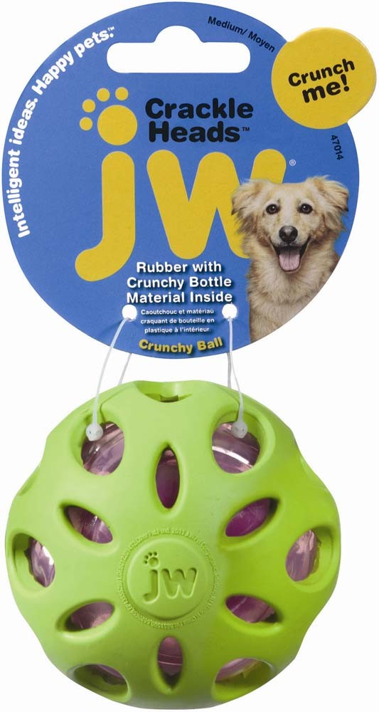 JW Pet Crackle Heads Crackle Ball Dog Toy Assorted Medium