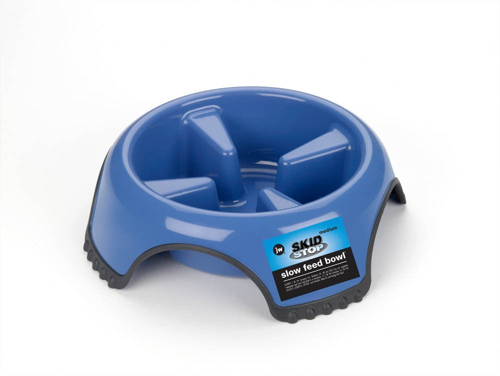 JW Pet Skid Stop Slow Feed Dog Bowl Assorted Medium