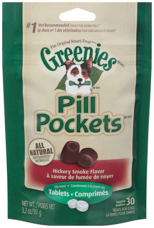 Greenies Pill Pockets Dog Treats Hickory Smoke Tablet 30 Count 3.2 oz