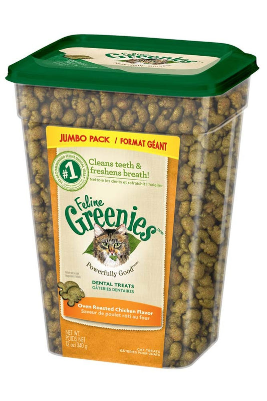 Greenies Feline Dental Treats For Cats Oven Roasted Chicken Flavor 12 Oz.