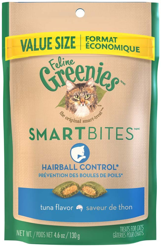 Greenies FELINE SMARTBITES Hairball Control Tuna Flavor Cat Treat 4.6 oz