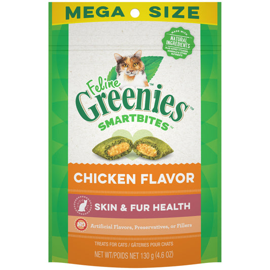 Greenies FELINE SMARTBITES Healthy Skin & Fur Chicken Flavor Cat Treat 4.6 oz