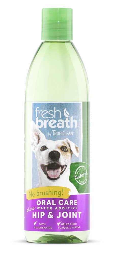 TropiClean Fresh Breath Oral Care Water Additive Plus Hip & Joint for Dogs 16 fl. oz