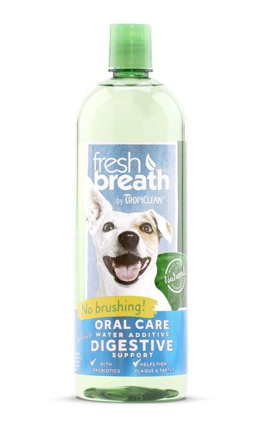 Tropiclean Fresh Breath Oral Care Water Additive Plus Digestive Support For Dogs 33.8 Fl Oz