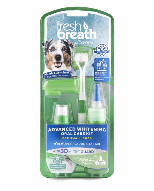 Tropiclean Fresh Breath Advanced Whitening Oral Care Kit For Dogs Small Breeds