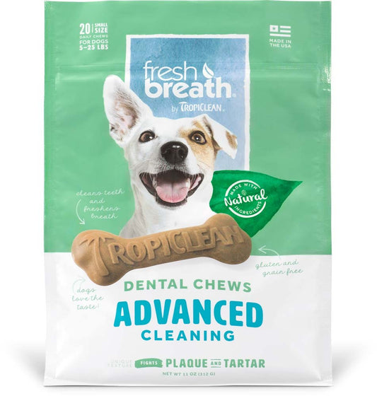 TropiClean Fresh Breath Advanced Cleaning Dental Chews for Dogs 11 oz 20 Count Small