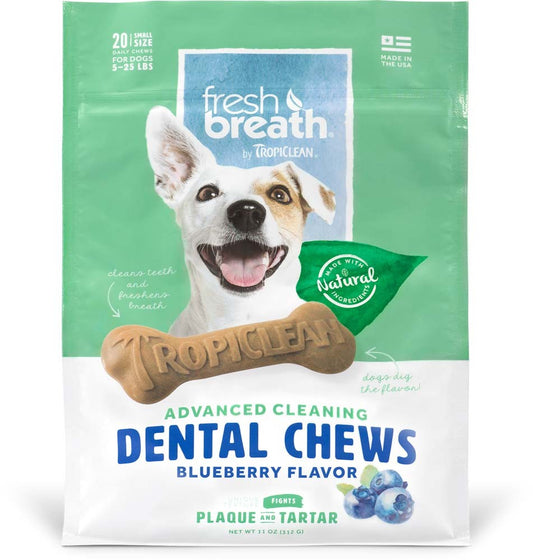 Tropiclean Fresh Breath Blueberry Flavored Dental Chews For Dogs 11 Oz, 20 Ct, Small