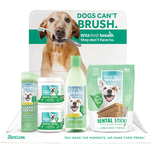 Fresh Breath Dog Dental Sticks Wipes Counter Display 16 Pieces