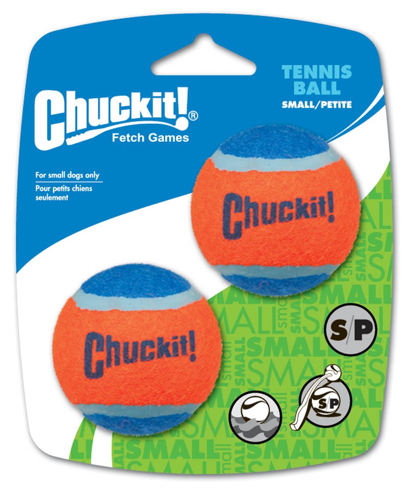 Chuckit! Tennis Ball Dog Toy Shrink Sleeve Blue, Orange Small 2 Pack