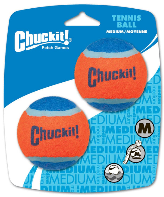 Chuckit! Tennis Ball Dog Toy Shrink Sleeve Blue, Orange Medium 2 Pack