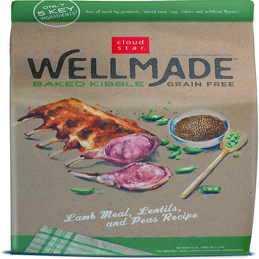 Cloud Star Wellmade Baked Lamb Meal, Lentils, and Peas Recipe Grain-Free Dry Dog Food 5 Lbs