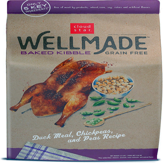 Cloud Star Wellmade Baked Duck Meal, Chickpeas, and Peas Recipe Grain-Free Dry Dog Food 4.5 Lbs