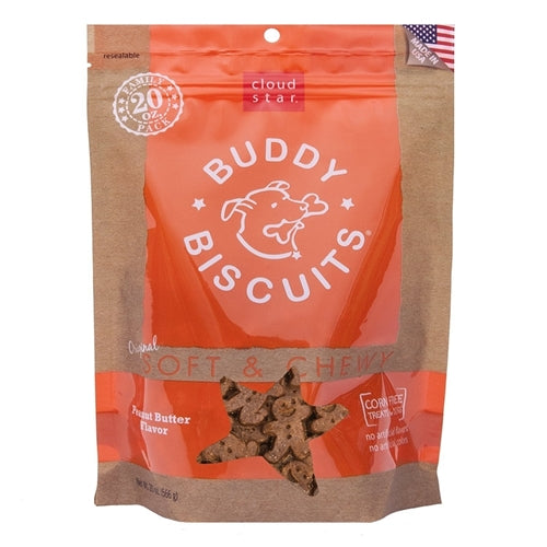 Cloud Star Original Soft and Chewy Buddy Biscuits With Peanut Butter Dog Treats, 20-Oz. Bag