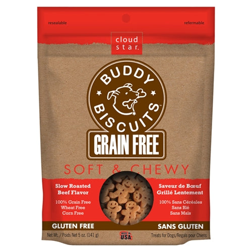 Cloud Star Grain-Free Soft and Chewy Buddy Biscuits With Slow Roasted Beef Dog Treats, 5-Oz. Bag