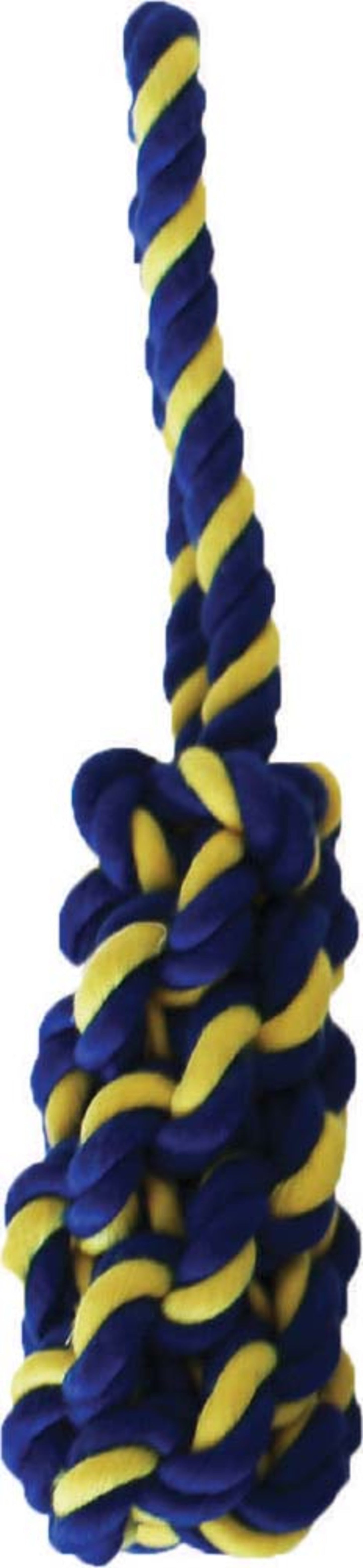 Petsport USA Twisted Chew Bumper Dog Toy Blue, Yellow 7 in Mini