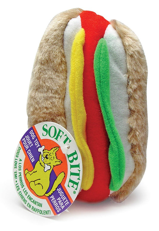 Aspen Hot Dog With Squeaker Plush Dog Toy Multi-Color Medium