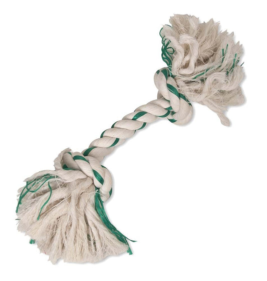 Booda Fresh N Floss 2-Knot Rope Bone Dog Toy Spearmint 2 Knots Rope Bone Green Medium