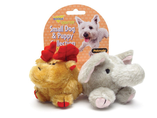 Booda Squatter Moose/Elephant Small Dog & Puppy Toy Multi-Color Small 2 Pack