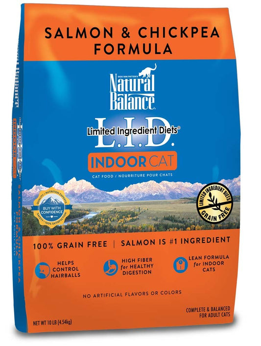 Natural Balance Pet Foods L.I.D Indoor Salmon & Chickpea Formula Cat Food 10 lb