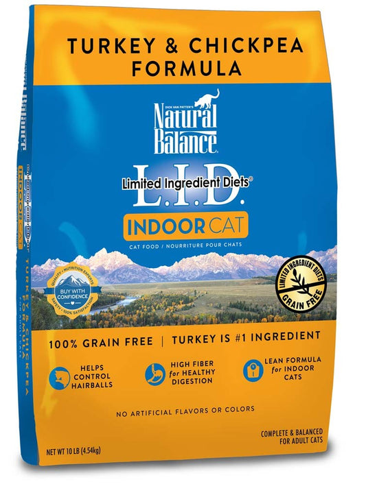 Natural Balance Pet Foods L.I.D Indoor Turkey & Chickpea Formula Cat Food 10 lb