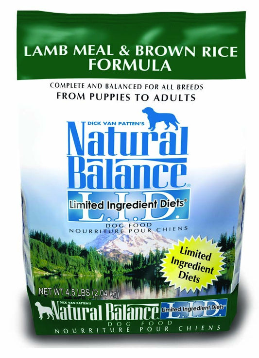 Natural Balance Lid Lamb Meal and Brown Rice Dry Dog Food 4.5Lb