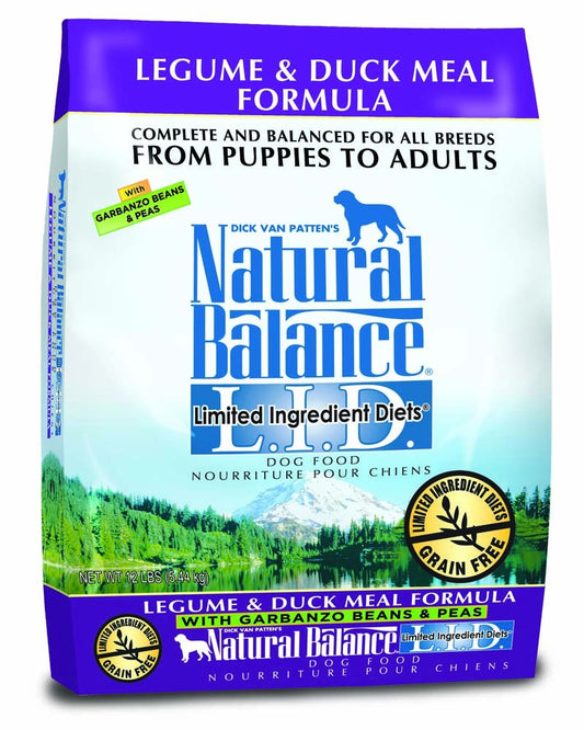 Natural Balance Lid Legume and Duck Meal Dry Dog Food 12Lb