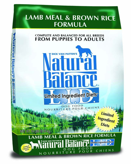 Natural Balance Lid Lamb Meal and Brown Rice Dry Dog Food 14Lb