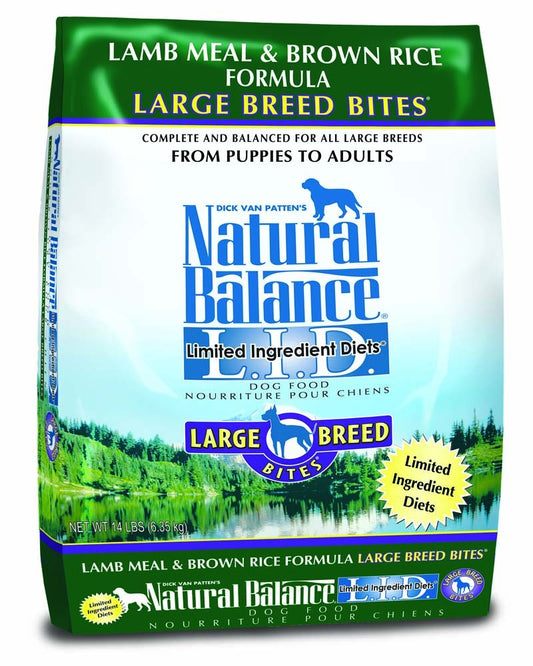 Natural Balance Lid Lamb Meal and Brown Rice Large Breed Bites Dry Dog Food 14Lb