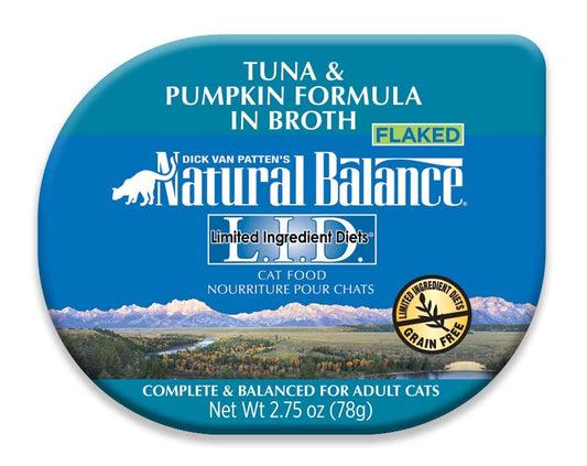 Natural Balance Pet Foods L.I.D. Tuna & Pumpkin Formula in Broth Cat Wet Food 2.75 oz 24 Pack