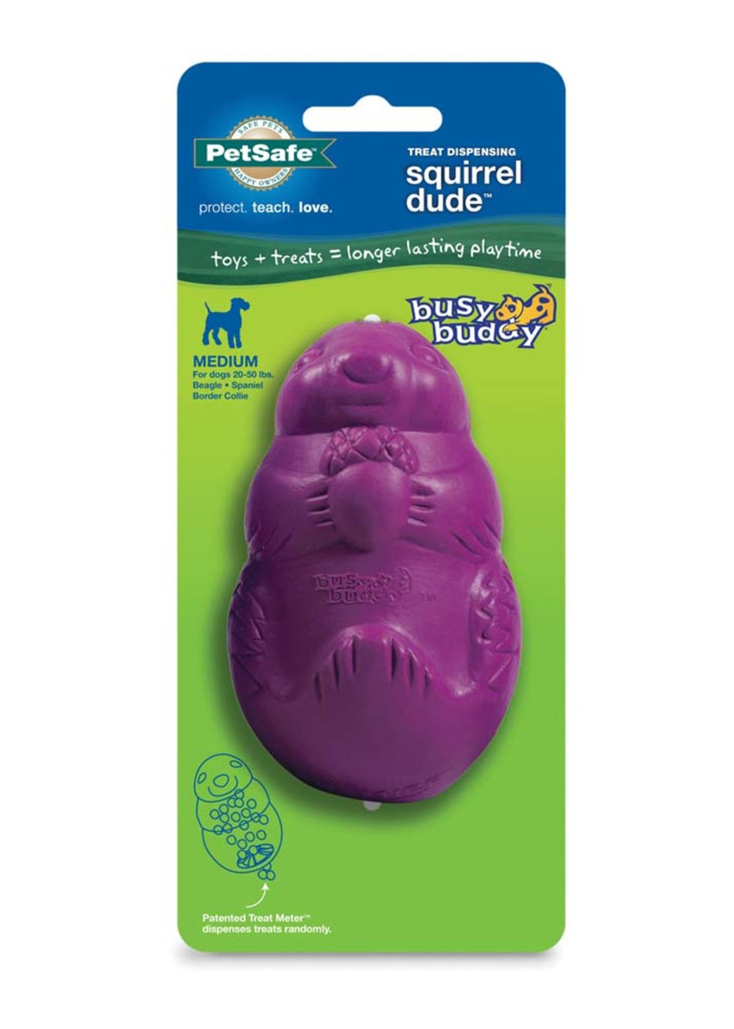 Busy Buddy Dog Toy Squirrel Dude Purple Medium