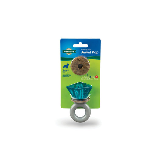 Petsafe Treat Holding Jewel Pop Ring Dog Toy Blue, Grey Small