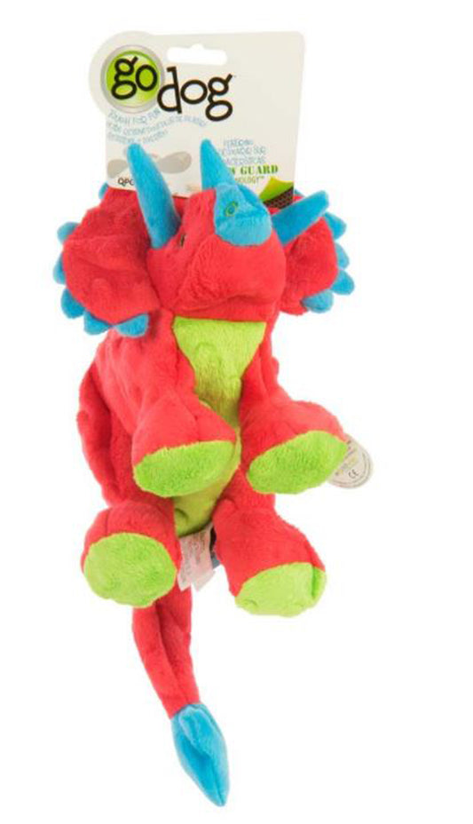 goDog Dinos Frills Durable Plush Squeaker Dog Toy Large