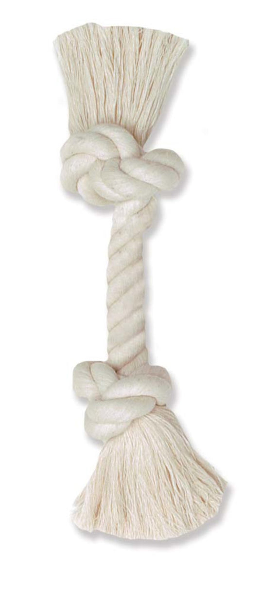 Mammoth Pet Products 100% Cotton Rope Bone Dog Toy 2 Knots Rope Bone White 14 in Large